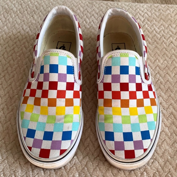 Rainbow checkered Vans - Picture 1 of 4